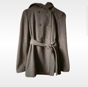 Szary płaszcz damski 36 S  z kapturem AMISU