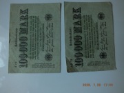 Banknot 100 tys marka z 1923 z hiperinflacji