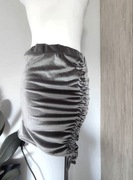 Spódnica damska szara welurowa mini z marszczeniem S/M