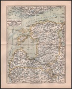 KURLANDIA ŁOTWA ESTONIA  stara mapa z 1888 roku