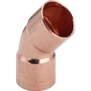 Łuk nyplowy miedziany 22mm 45 stopni 2K dwukielichowy Cu miedź