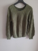 Damski gruby sweter okrągły dekolt długi rękaw