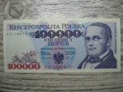 BANKNOT RP 100000 ZŁOTYCH 1993 ROK SERIA AE MONIUSZKO UNC