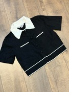 Czarna dzianinowa koszulka polo AMISU Nowa Styl Old Money