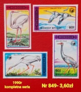 Znaczki fauna:849: ptaki- Mongolia 1990r **