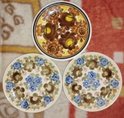 4x Talerz | Fajans Koło | Ręcznie Malowany | PRL | 24cm | Zestaw