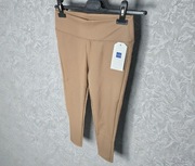 Legginsy eko skóra M.Sara push up, delikatne ocieplenie, beż / jasny brąz