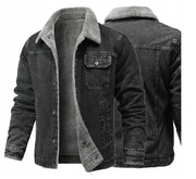 NOWA MODNA KURTKA ZIMOWA MĘSKA JESIENNA DŻINSOWA OCIEPLANA FUTERKIEM 3xl