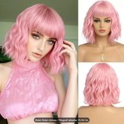 Peruka damska różowa bob falowane kręcone włosy dostawa 24h PL