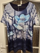 Koszulka Damska w kwiaty Granatowa 2XL-3XL