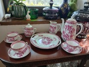 Giesche China Rot rzadki przedwojenny serwis na 3 osoby z paterą