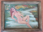 Obraz olejny malowany na płótnie, wymiary: 28,5 cm x 37,5 cm