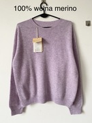 Nowy 100% wełna merino liliowy wrzosowy sweter crewneck lawendowy lilac