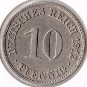 NIEMCY 10 fenigów 1912 A, KM# 12, VF