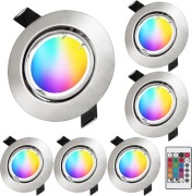 KYOTECH RGB  Ciepła biała 3000K Wbudowany reflektor Dimmable z pilotem 6szt