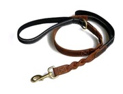 Skórzana smycz z dwoma uchwytami 180cm nowa 