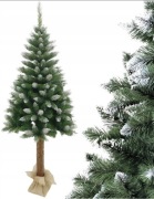 CHOINKA NA PNIU SZTUCZNA DIAMENTOWA GĘSTA JAK ŻYWA PREMIUM OŚNIEŻONA 180 cm