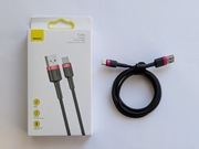 Kabel Baseus Cafule USB-A - USB-C 1m 3A czarno-czerwony (CATKLF-B91)
