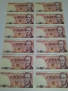 351N' 12 BANKNOTÓW PRL UNC 100 ZŁ 1988 R SERIA SW