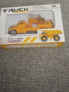 Die-cast truck modele metalowe laweta z koparką żółta nowa 