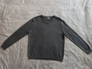 Szary elegancki bawełniany sweter w serek TU M