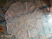 Ręcznie robiona na drutach handmade serweta obrus biały średnica 70 cm