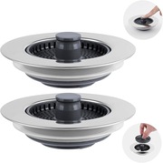 zestaw 2 szt. 3-w-1 korków/sit do zlewu kuchennego