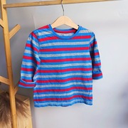 Bluzka w paski 116 bawełniana wygodna kolorowa bawełna szara niebieska 