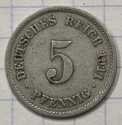 01058 Niemcy Cesarstwo 5 fenigów 1911 F