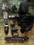 Canon 5D + 4 obiektywy + plecak + torba + statyw +
