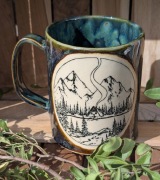 Kubek handmade | ceramika | 600ml | oliwkowy 