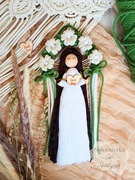 Anioł Stróż  na kole z kwiatów, boho