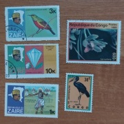 zestaw 5 znaczków pocztowych Republika Zairu (Kongo)