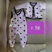 Śpiochy+ kaftanik, pajacyk, myszka miki, body 56