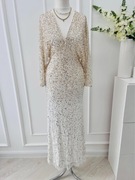 Suknia cekinowa ombre serebrno-złota 32 XXS sesja cywilny wesle poprawiny 