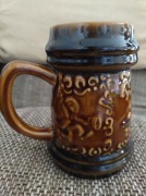 Kubek kufel Mirostowice Biesiada Czekoladowy PRL Ceramika 70 szkliwo Boho 