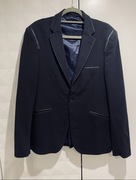 Marynarka męska granatowa eleganckie wstawki M/L