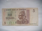 BANKNOT ZIMBABWE 5 Dollars 2007 r.