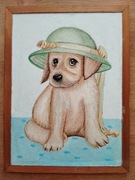 OBRAZEK PIESEK Z KAPELUSZEM POKOJU DZIECKA 40/30