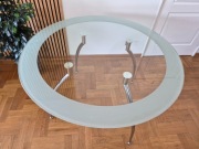 Stół okrągły szklany , na metalowych nogach 