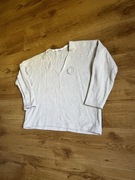 Tanio! Beżowa bluzka Luise – długi rękaw, dekolt V, świetny stan