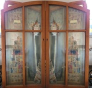 okno okna drewniane 197x213 dwuskrzydłowe łukowe 3 sztuki szyba zespolona