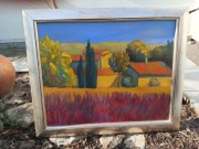 Akryl na desce Pola lawendy 48x58 piękna rama