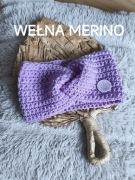 Opaska wełniana wiosenna dziewczęca liliowa merino wełna fioletowa