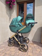 MOMMO AAA Zielony Wózek Dziecięcy 2w1 Eko Skóra