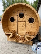 Sauna ogrodowa ruska bania, beczka  S4 Półpanorama