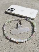 Biżuteryjna smycz do telefonu Fluoryt i Jadeit,  Mattè Prism