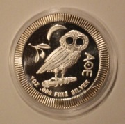 SOWA ATEŃSKA 2 $ DOLARY - TWO DOLLARS NIUE 2019 - 1 OZ 999, 1 UNCJA 999 