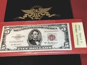 5 DOLAROW USA 1953 CZERWONA PIECZEC SERIA B 223 428 99A RED SEAL signatura