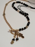 Naszyjnik Agat, Hematyt, kulki miedziane z Cyrkoniami